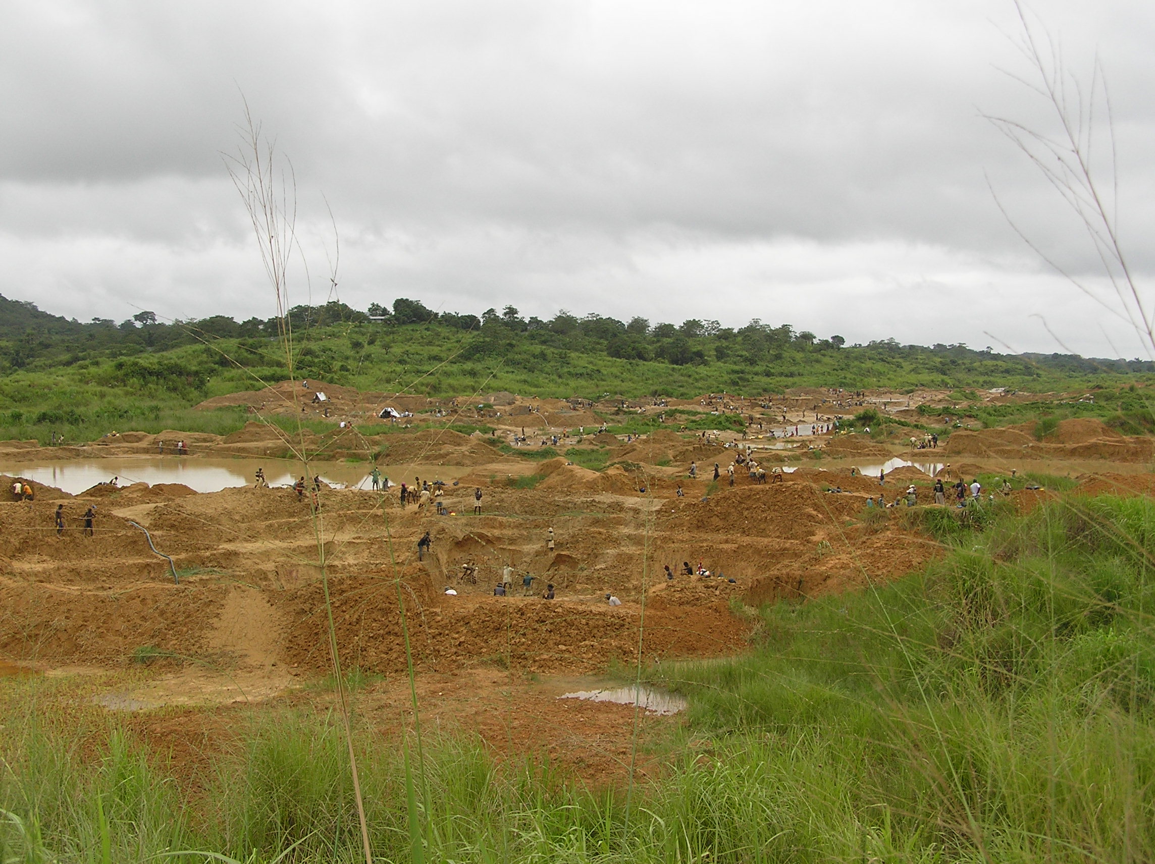 Artisanal diamond fields in Kono, Sierra Leone.
