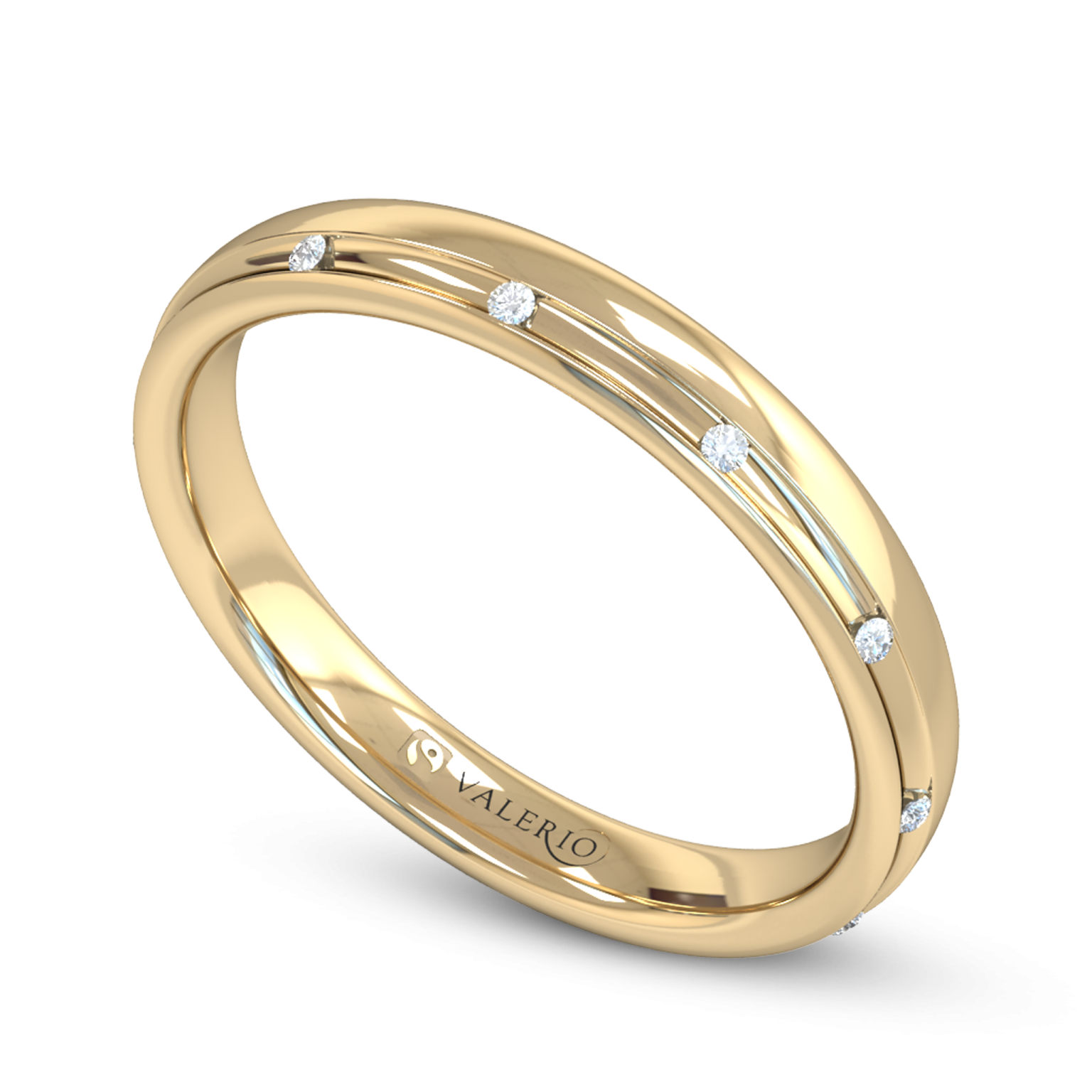 Rainbow Fairtrade Gold Wedding Ring - Valerio Jewellery