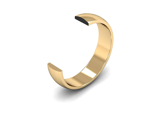 D Shaped FairTrade 18k Yellow Gold Wedding Ring Cross Cut Medium