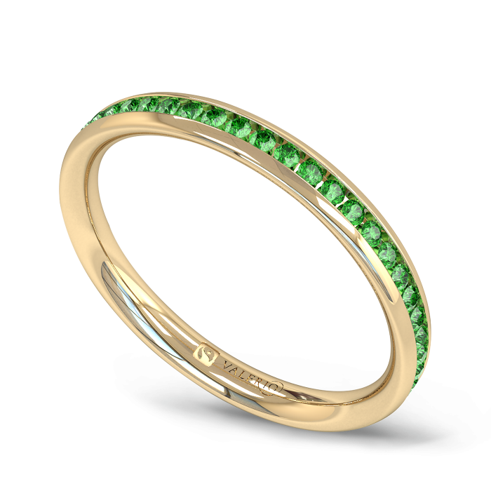 Emerald half Fairtrade Yellow Gold Eternity Ring