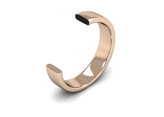 Slight Court ( Comfort Fit ) FairTrade 18k Rose Gold Wedding Ring With Flat Edge Cross Cut Medium
