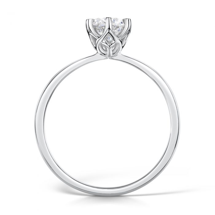 Solitaire Diamond Ring Round Brilliant Cut Six Claw setting Profile