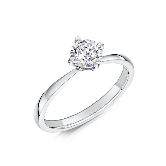 Solitaire Diamond Ring Round Brilliant Cut four Claw setting