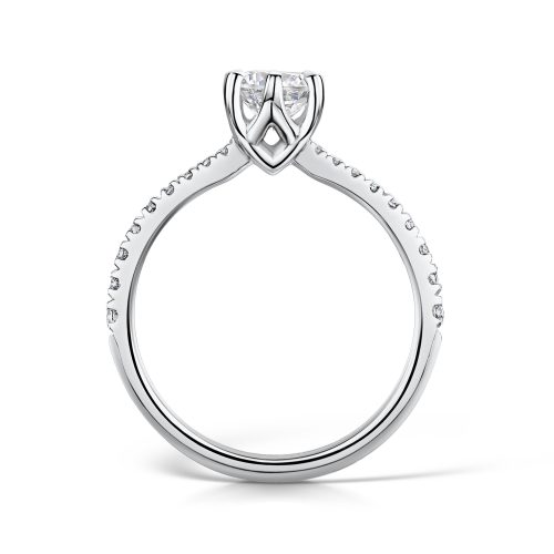 Solitaire Diamond Ring Round Brilliant Cut Six Talon Claws Diamond Edged