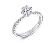 Solitaire Diamond Ring Round Brilliant Cut With Diamonds on edges