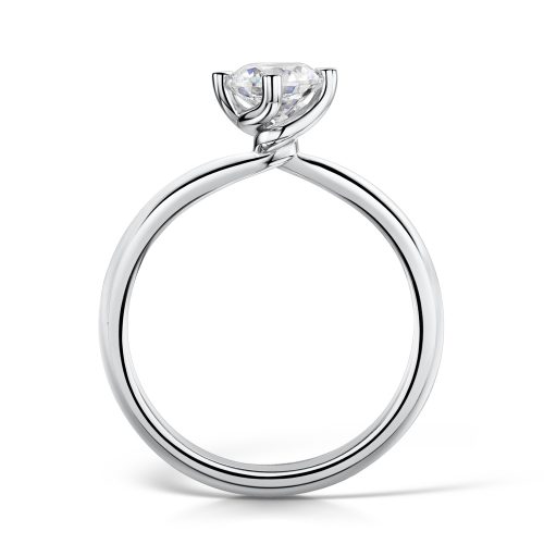 Solitaire Diamond Ring Round Brilliant Cut With Four Talon Twisted Claws