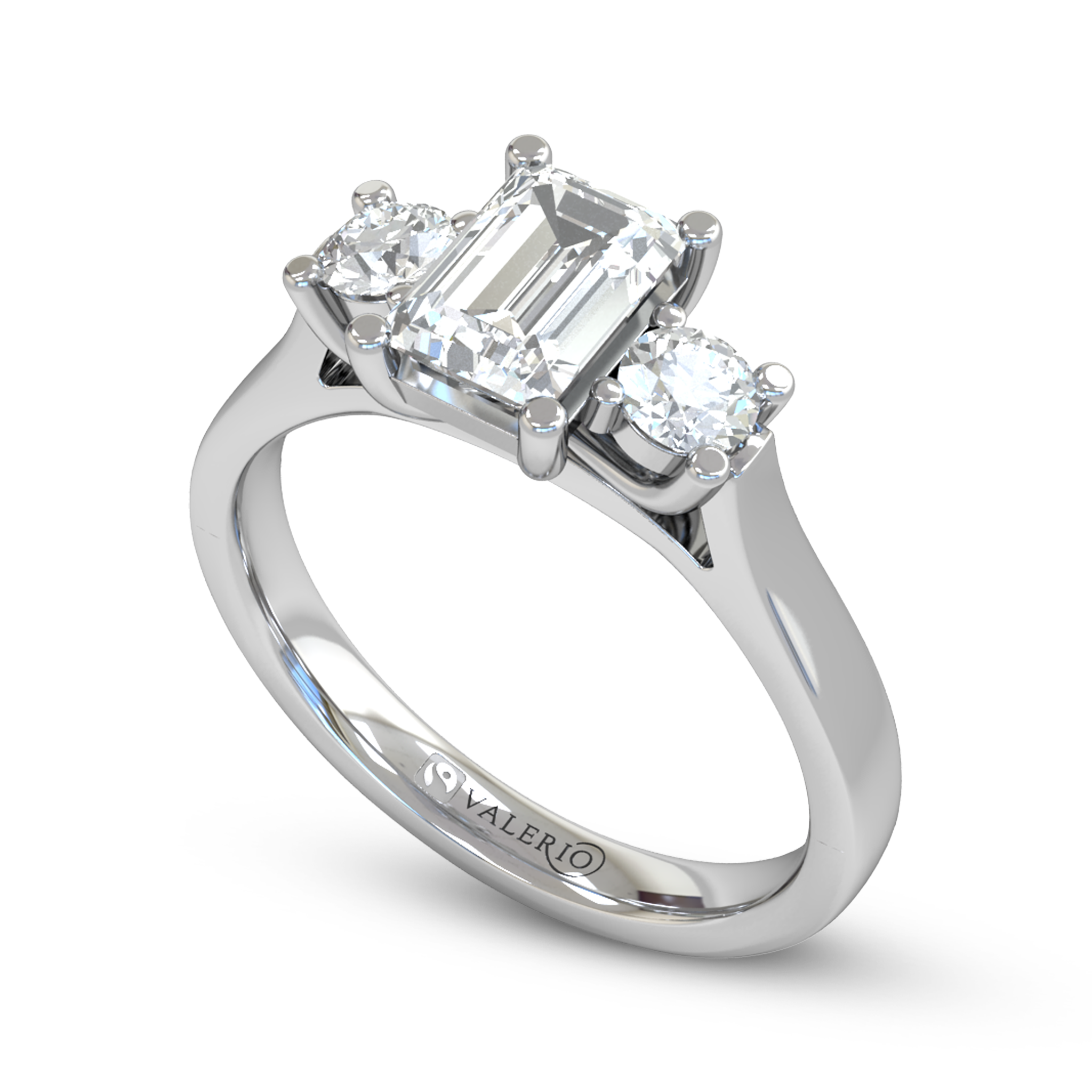 9X7 MM Emerald Cut White Moissanite Trilogy Engagement Ring Yellow Gold  Finish 7 | eBay